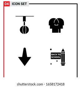 4 Allgemeine Symbole für Webdesign-Druck und mobile Apps. 4 Glyphische Symbole Zeichen einzeln auf weißem Hintergrund. 4 Icon Pack.