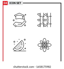 4 General Icons for website design print and mobile apps. 4 Outline Symbols Signs Isolated on White Background. 4 Icon Pack.