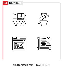 4 General Icons for website design print and mobile apps. 4 Outline Symbols Signs Isolated on White Background. 4 Icon Pack.