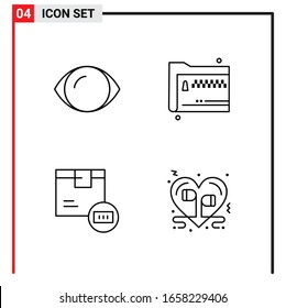 4 General Icons for website design print and mobile apps. 4 Outline Symbols Signs Isolated on White Background. 4 Icon Pack.
