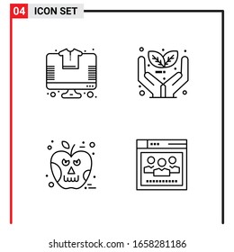 4 Allgemeine Symbole für Webdesign-Druck und mobile Apps. 4 Symbole in Umrissen einzeln auf weißem Hintergrund. 4 Icon Pack.