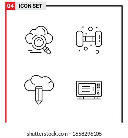4 General Icons for website design print and mobile apps. 4 Outline Symbols Signs Isolated on White Background. 4 Icon Pack.