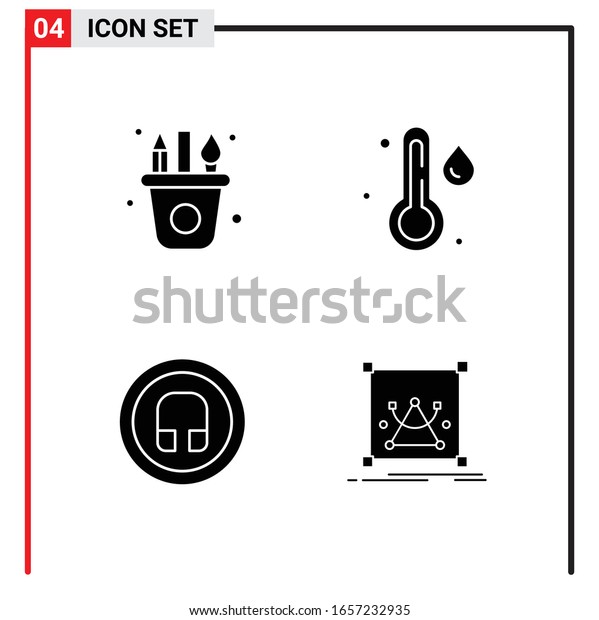 4 General Icons for website design print and mobile\
apps. 4 Glyph Symbols Signs Isolated on White Background. 4 Icon\
Pack.