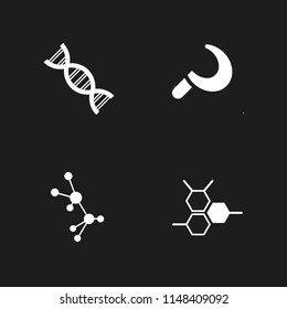 4 genetic icon set with dna strand, molecular bond and sickle vector illustration for graphic design and web