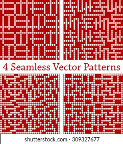 4 geometric square seamless patterns set, vector illustration