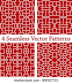4 geometric square seamless patterns set, vector illustration