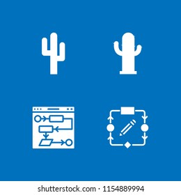 4 geometry icons in vector set. algorithm and cactus illustration for web and graphic design