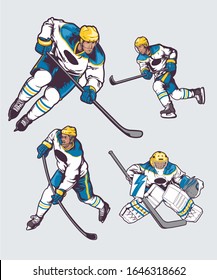 4 gesture ice hockey players