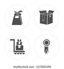 4 Gift, Trolley, Package, Certificate modern icons on round shapes, vector illustration, eps10, trendy icon set.