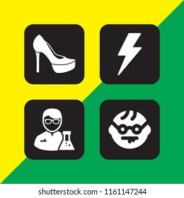 4 glasses icons in vector set. fashion, flash, geek and science illustration for web and graphic design