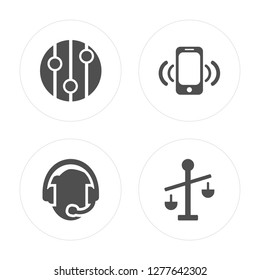 4 Global, Customer support, Advertising, Balance modern icons on round shapes, vector illustration, eps10, trendy icon set.