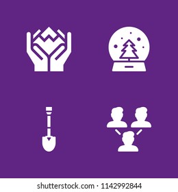 4 globe icon set with networking, environment and travel vector illustration for graphic design and web