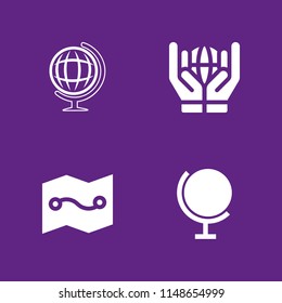 4 globe icon set with worldwide, globe and school globe vector illustration for graphic design and web