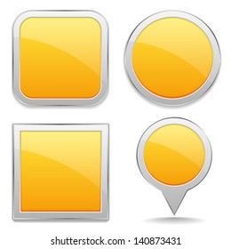 4 glossy yellow buttons in different forms
