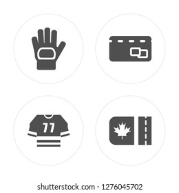 4 Glove, Clothes, Cit card, Ticket modern icons on round shapes, vector illustration, eps10, trendy icon set.