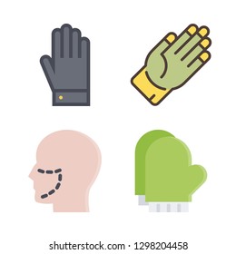 4 gloves icons with plastic surgery and mittens in this set