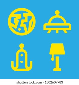 4 glow icons with ufo and alien in this set