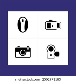 4 Glyph  Icons. Editable Stroke. Pixel Perfect. For Mobile and Web. Contains such icons as camera ,  mouse 