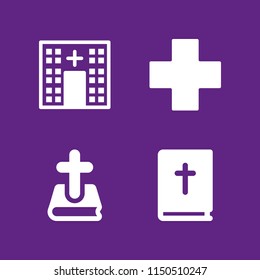4 god icons in vector set. catholic, cross and christ illustration for web and graphic design
