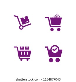 4 goods icons in vector set. cart and distribution illustration for web and graphic design