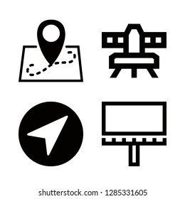 4 gps icons with map location and navigation in this set
