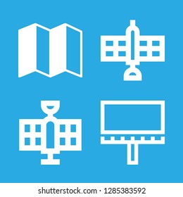 4 gps icons with satellite and map in this set