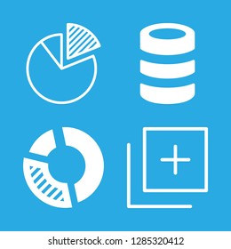 4 graph icons with circular chart and database in this set