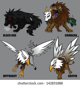 4 Graphic Vector Of Mythical Creatures Set 04