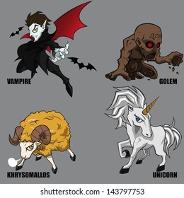 4 Graphic Vector Of Mythical Creatures Set 06