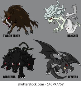 4 Graphic Vector Of Mythical Creatures Set 08