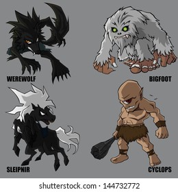 4 Graphic Vector Of Mythical Creatures Set 10