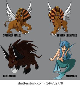 4 Graphic Vector Of Mythical Creatures Set 11