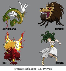 4 Graphic Vector Of Mythical Creatures Set 17