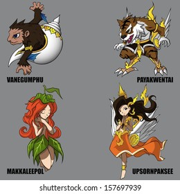 4 Graphic Vector Of Mythical Creatures Set 09