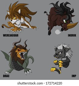 4 Graphic Vector Of Mythical Creatures Set 24