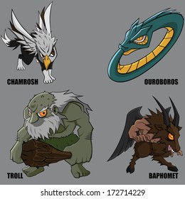 4 Graphic Vector Of Mythical Creatures Set 21