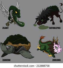 4 Graphic Vector Of Mythical Creatures Set 25