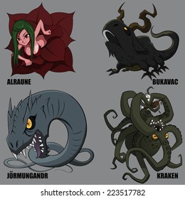 4 Graphic Vector Of Mythical Creatures Set 27