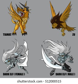 4 Graphic Vector Of Mythical Creatures Set 40