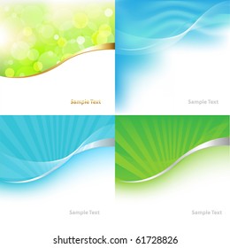 4 Green And Blue Tones Background, Vector Illustration