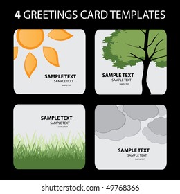 4 Greeting Cards: Nature