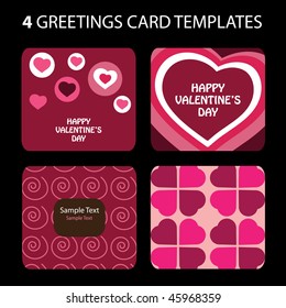 4 Greeting Cards: Valentine's Day