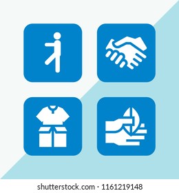4 greeting icons in vector set. gift, deal, hand and march illustration for web and graphic design