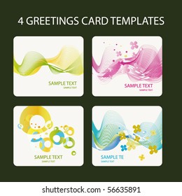 4 greetings card templates eps10