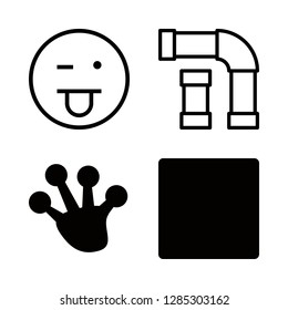 4 grey icons with stuck out tongue face stroke and pipe in this set