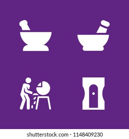 4 grind icon set with grinder, mortar and sharpener vector illustration for graphic design and web