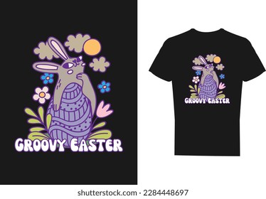 4. Groovy Easter t shirt design
