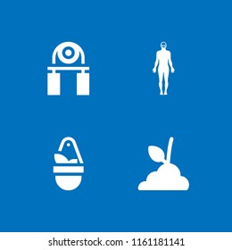 4 group icons in vector set. hanging pot, human, sprout and sports and competition illustration for web and graphic design