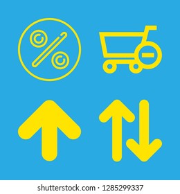 4 grow icons with subtract of shopping cart and percent in this set