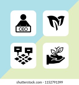 4 growth icons in vector set. field, enterprise, leaf and sprout illustration for web and graphic design